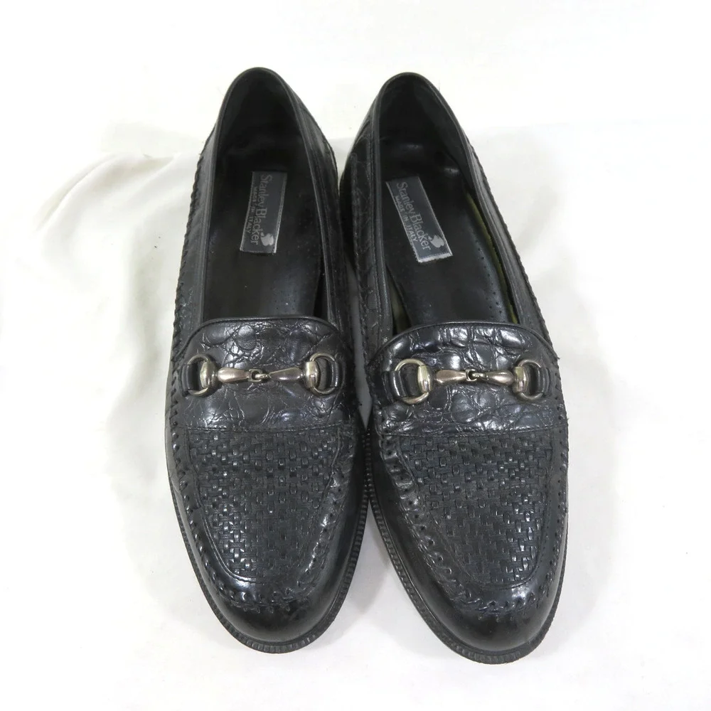Stanley Blacker Made in Italy Black Loafers Sz 9.5 M